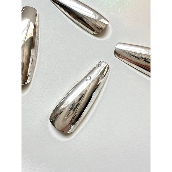 Sterling Silver Nails Diamond inlay, Nail Art, Accessories, Press-On, Accessorie - Picture 2 of 7